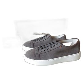 Santoni Sneaker Clean Icon Taupe Grau EU40.5 UK6 NP520€ Schuhe Grau Taupe