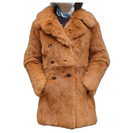 Autre Marque Laverré Rabbit Fur Coat Orange Orange