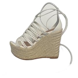 Alaïa wedge sandals white leather White