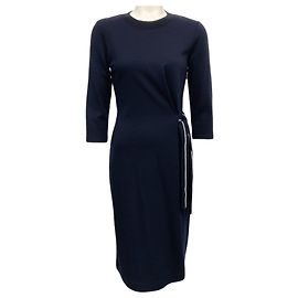 Peserico Navy Wollkleid mit Monili-Gürtel Blau