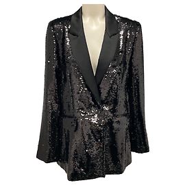 Schwarzer Pailletten-Tuxedo-Blazer von Anine Bing Schwarz