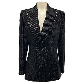 Schwarzer Samt- und Pailletten-Blazer Elie Saab 2023 Schwarz