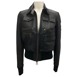 Tod's Tom Ford schwarze Lammlederjacke Schwarz