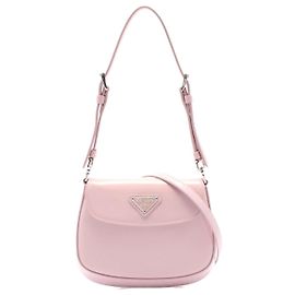 Mini sac à main en cuir brossé Prada Cleo Rose