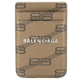 Balenciaga-Balenciaga PVC Canvas iPhone Card Case-Brown,Beige