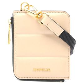 Piccola wallet piatta in pelle Moncler beige Marrone Beige