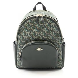 Coach Court Backpack Monogram Coated Canvas Backpack Green