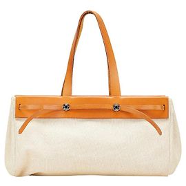 Hermès Borsa Hermes Herbag Cabas GM Toilash Marrone Beige
