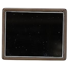 Bottega Veneta-Bottega Veneta Leather Compact Mirror-Grey