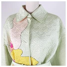 Fendi-Veste matelassée en soie FF logo Fendi pour femmes-Vert,Vert clair