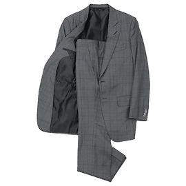 Tom Ford Suit Glen Check Peak Lapel 7-46R Brown Grey