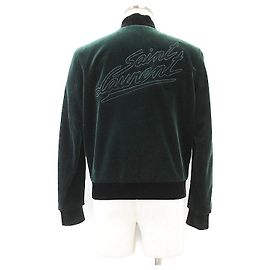 Yves Saint Laurent Giacca Varsity in Velluto Saint Laurent Altro Verde