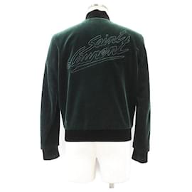 Yves Saint Laurent Veste Varsity en Velours Saint Laurent Autre Vert