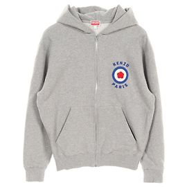 Sudadera con capucha con cremallera Kenzo de algodón Castaño Gris