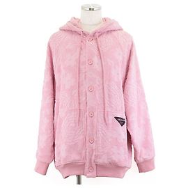 Sudadera de jacquard floral de Prada con placa triangular, rosa, talla S Rosa