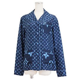 Camisa de pijama de seda Monogram Louis Vuitton Azul Otro