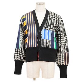 Thom Browne Wool Mohair Cardigan Black White Black White