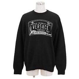 Suéter de algodão intarsia Versace preto e branco Preto Branco