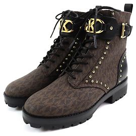 Botas de combate com studs e logo Kincaid da Michael Kors Marrom Preto