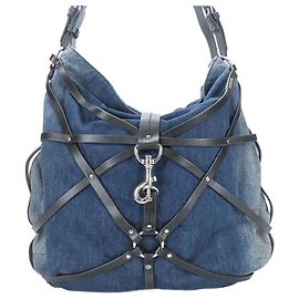& Other Stories Bolsa de Ombro em Couro Denim Diesel Preto Azul