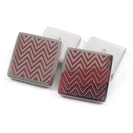 Hermès HERMES Chevron Stripe Square Cufflinks Brown