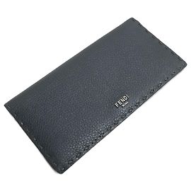 Fendi Sellaria Leather Long Wallet Brown Grey