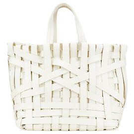Bolsa de mão de couro trançado MD Jil Sander Branco