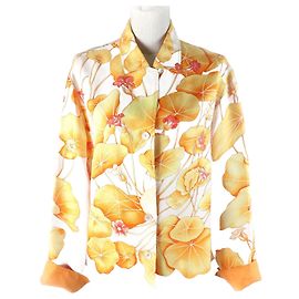 Hermès Camicia in seta a maniche lunghe Hermes 38 Arancione