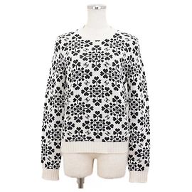 Chanel Kaschmirpullover, Herz-Klee-Muster, Rundhals, Größe 36 Weiß