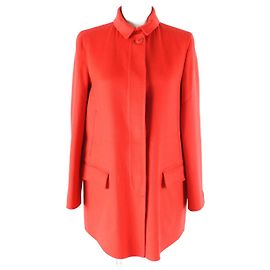 Loro Piana Cashmere Logo Button Half Coat Red