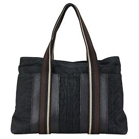 Hermès Hermes Troca Horizontal MM Canvas Leather Handbag Black
