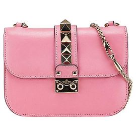Borsa a spalla in pelle Rockstud di Valentino Rosa