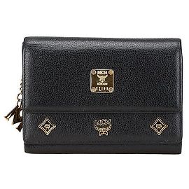 MCM Leather Trifold Wallet Black