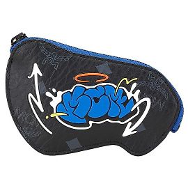 MCM Visetos Leather Coin Case Charm Black Blue