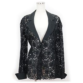 Giacca in pizzo floreale vintage Valentino nera Nero