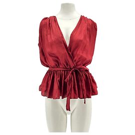 Mes Demoiselles ... Burgundy silk top Dark red