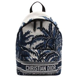 Diortravel Rucksack aus blauem technischem Stoff mit Palmen Blau Marineblau
