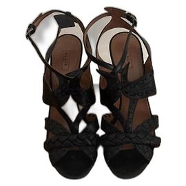 Alaïa Black Leather Sandals Black
