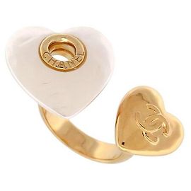 NEUER CHANEL HERZ LOGO CC RING T53 GOLDMETALL Golden