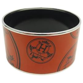 Hermès-HERMES BRACELET EMAIL XL EX LIBRIS LOGO IN ORANGE EMAIL CUFF BANGLE-Orange
