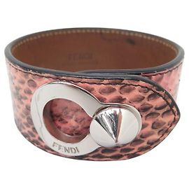 FENDI PYTHONLEDER PINK MANCHETTE ARMBAND 18 CM PINK BANGLE RIEGEL Pink