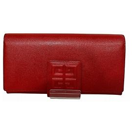 Cartera larga de cuero rojo Givenchy Roja
