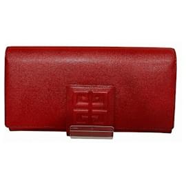 Givenchy Red Leather Long Wallet Red