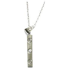 Cartier Love Plate Diamant-Halskette Silber