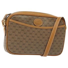 Gucci Bolsa de Ombro Micro GG Supreme PVC Bege Ouro 007 904 0095 Auth BA3014 Bege Dourado