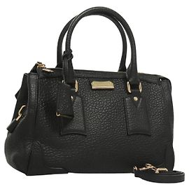 BURBERRY Handtasche Leder 2-Wege Schwarz Gold Auth mr1365 Schwarz Golden