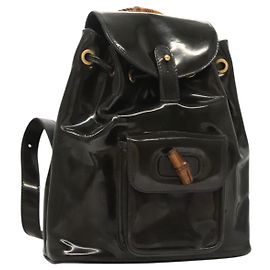 Sac à dos Gucci Bamboo Émail Marine Or 003 2058 0030 Auth bs26080 Doré Bleu Marine