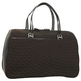 BALLY Borsa Boston Trapuntata Nylon Nera Argento Auth mr1328 Nero Argento