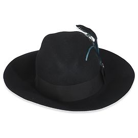 Gucci Black Cotton Blend GG Feather Trilby Hat L Other