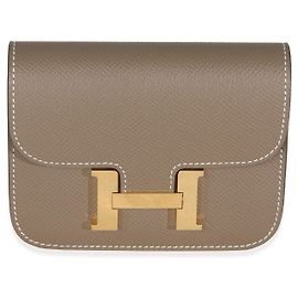 Hermès Etoupe Epsom Constance Slim Wallet GHW Brown